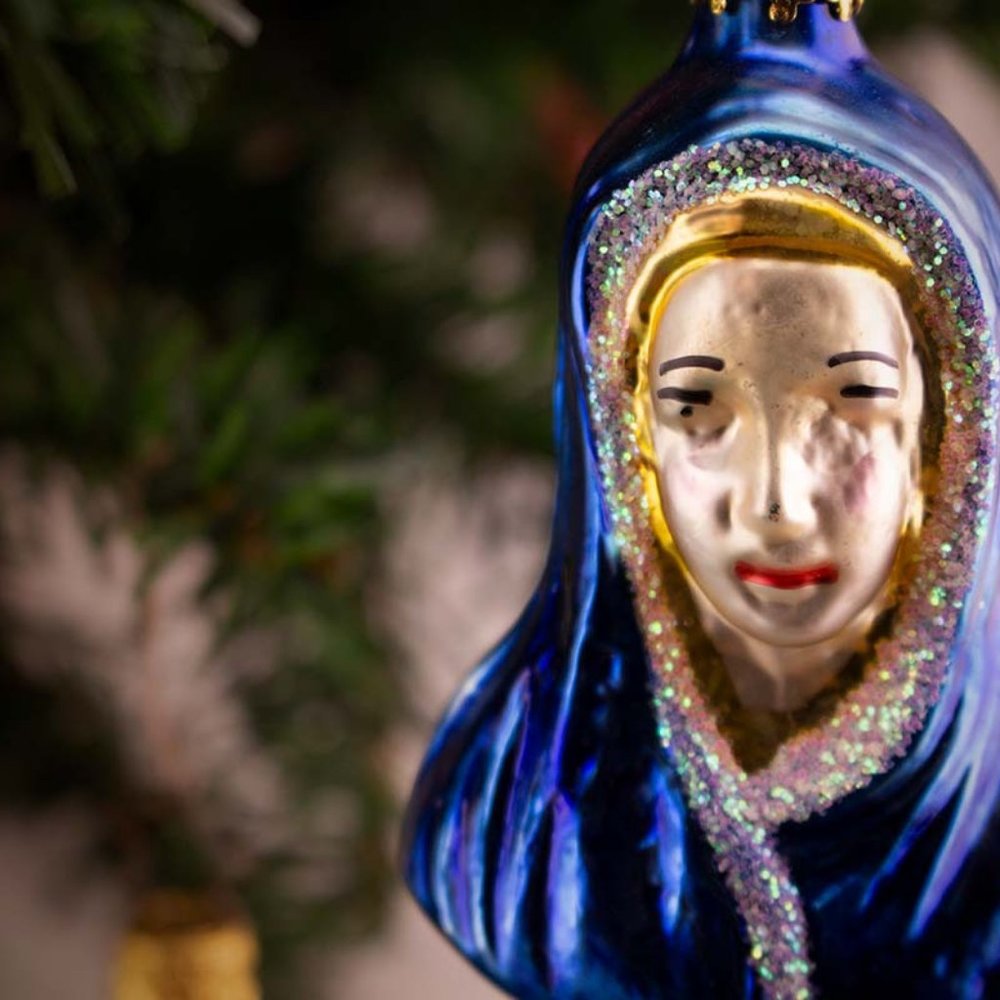 Virgin Mary, Vintage Old World Christmas Glass Ornament.